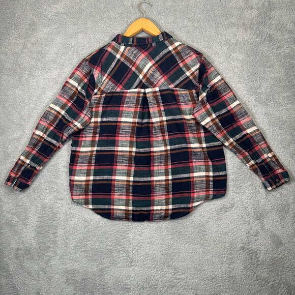 Maurices Plaid Tunic Boyfriend Button Down Long Sleeve Flannel Shirt - Picture 3 of 12